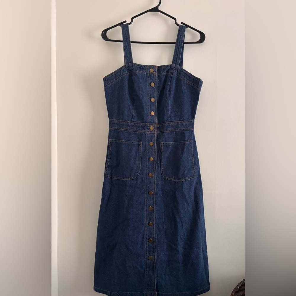 Denim Button-Down Midi Dress